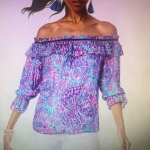 NWT Ceecee top off the shoulder shelleidoscope XXS